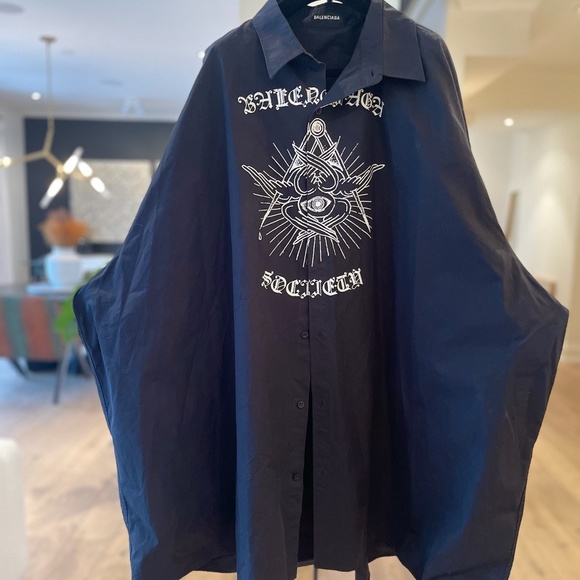 Balenciaga Free Your Mind Long Sleeve Button Down Collard Shirt - Picture 5 of 7